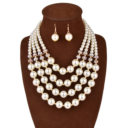 European Crystal Pearl Necklace Set