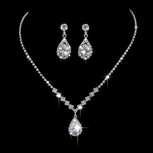 Rhinestone Necklace & Earrings Set