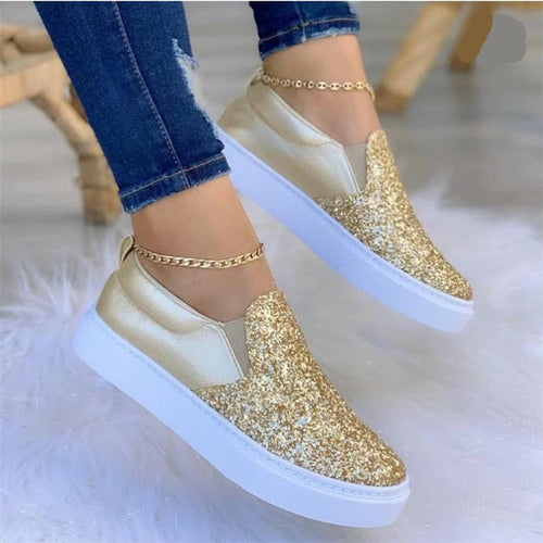 Moccasins Glitter Flat