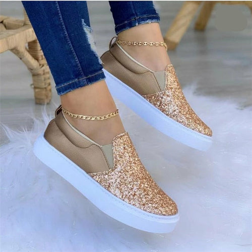 Moccasins Glitter Flat