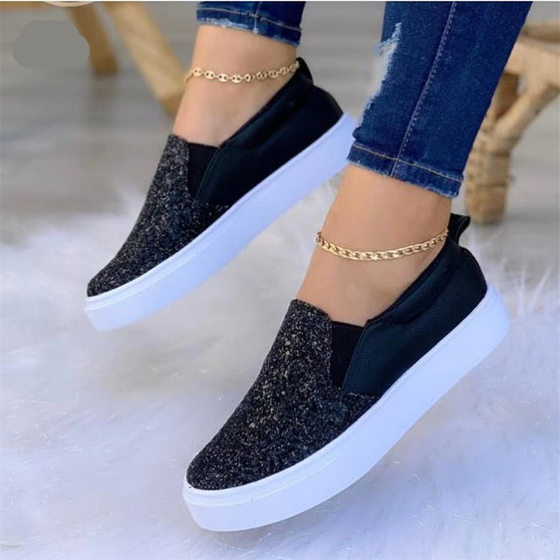 Moccasins Glitter Flat