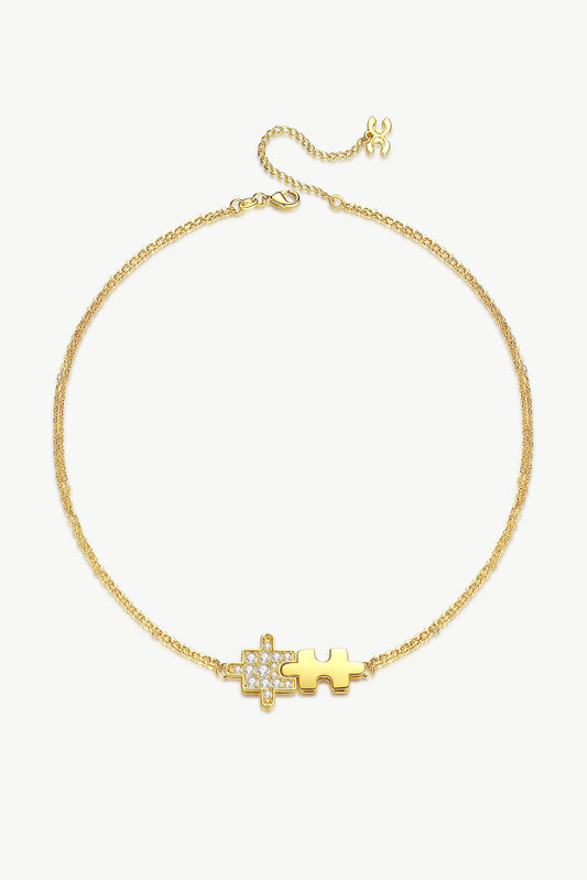 Gold Jigsaw Puzzle Necklace