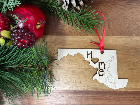 Maryland State Wood Christmas Ornament